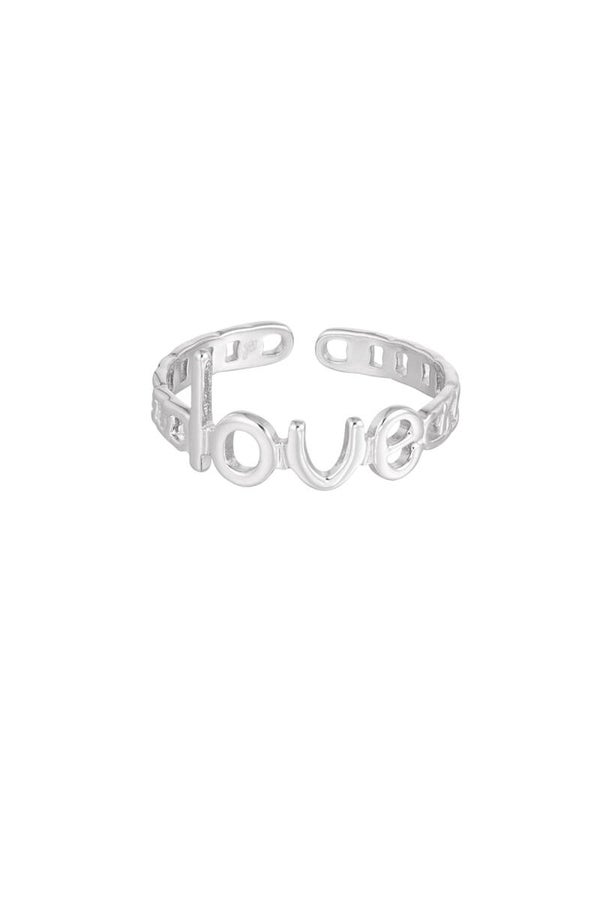 Ring LOVE met schakels - zilver
