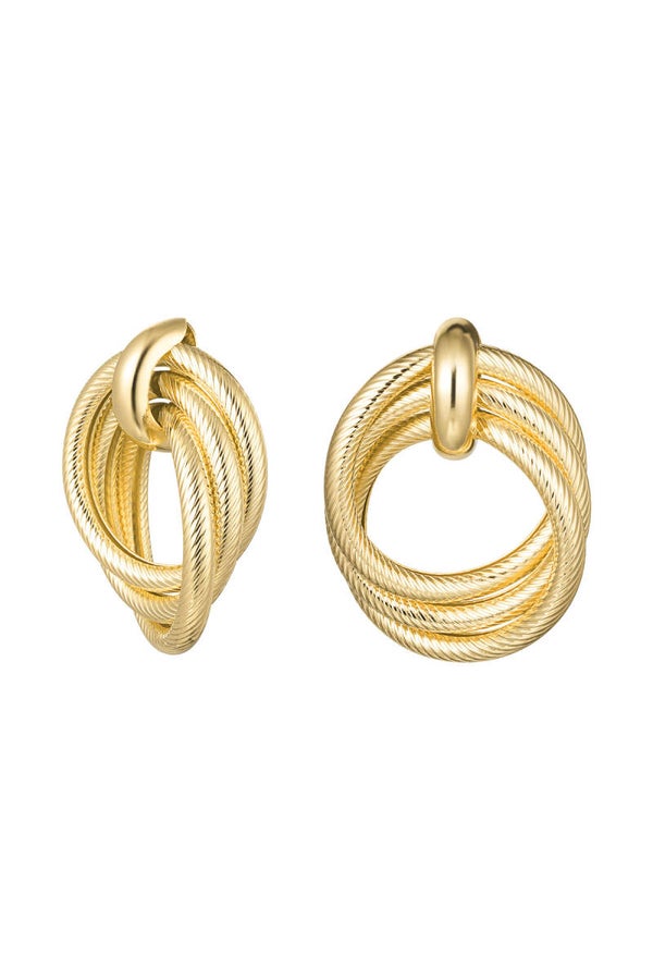 Statement oorbellen goud met print