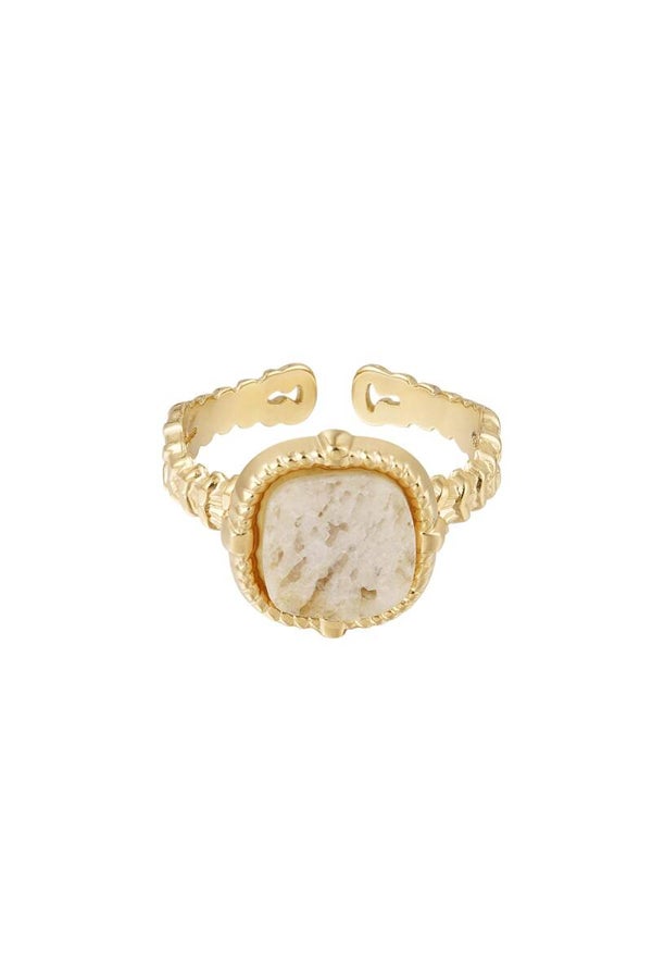 Ring statement met beige steen