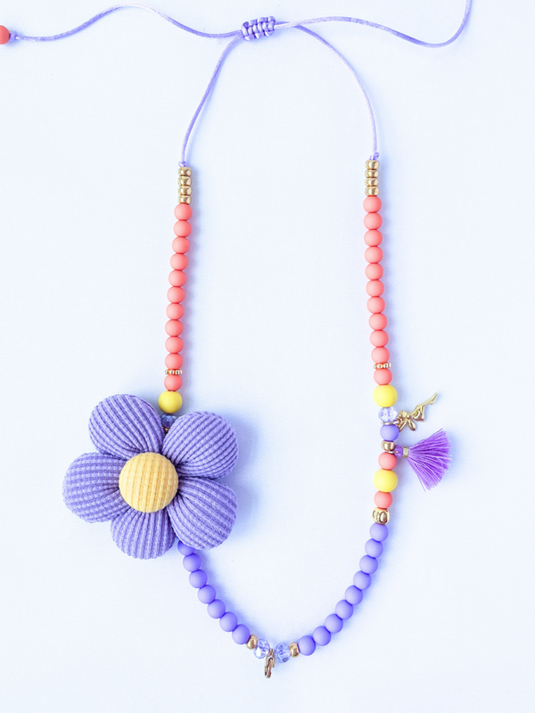 Kinderketting 'Flower' - Paars, oranje, geel