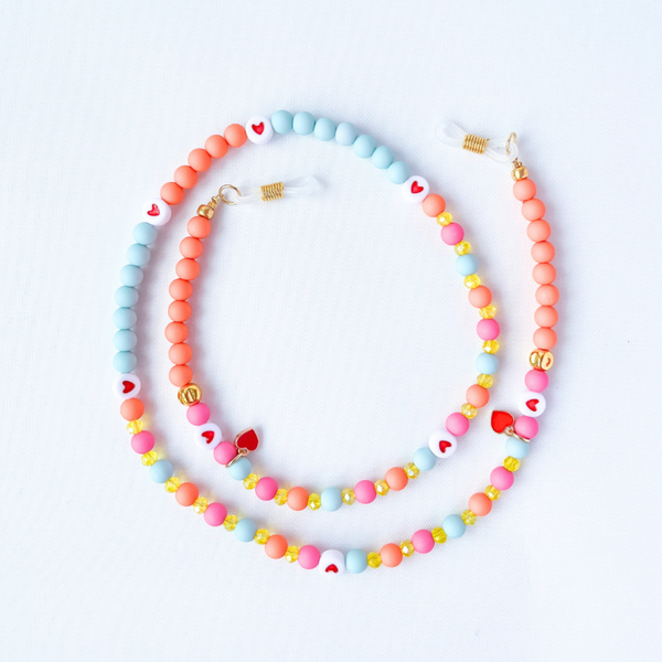 Brillenkoord Kind - oranje roze geel turquoise