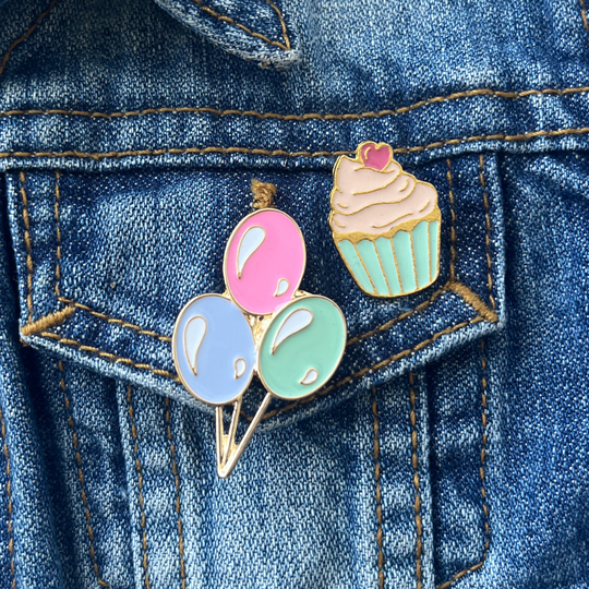 Pin Broche Ballonnen - roze turquoise paars