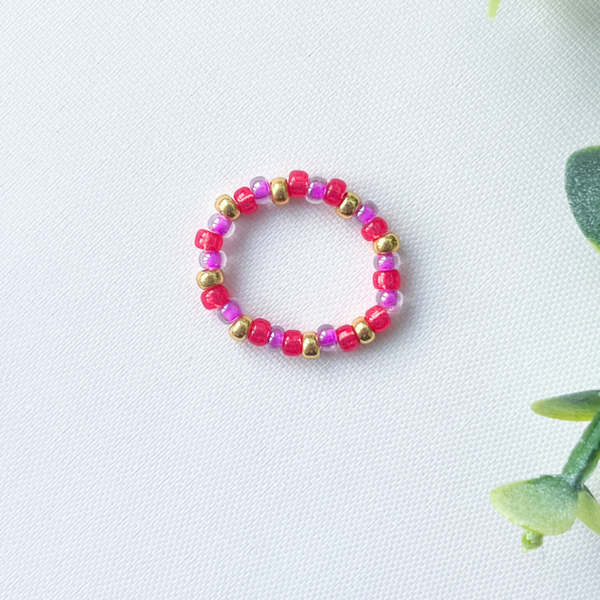 Damesring  - paars, roze, goud