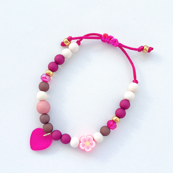 Kinderarmband 'Magenta' - roze beige bruin
