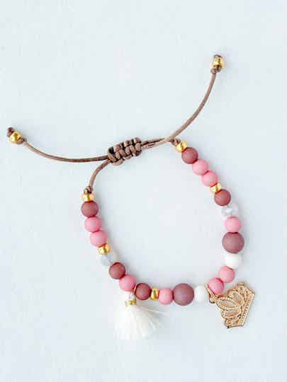 Kinderarmband 'Royal Rose' - roze bruin