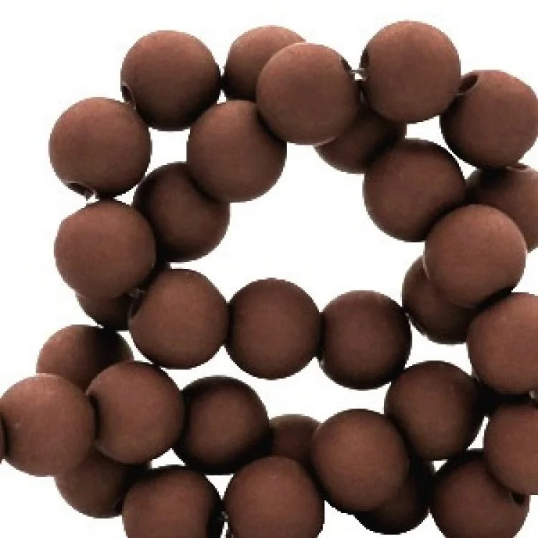 Acryl kralen 8MM matt Dark Brick Brown – DIY kralen voor kinderkettingen & armbandjes