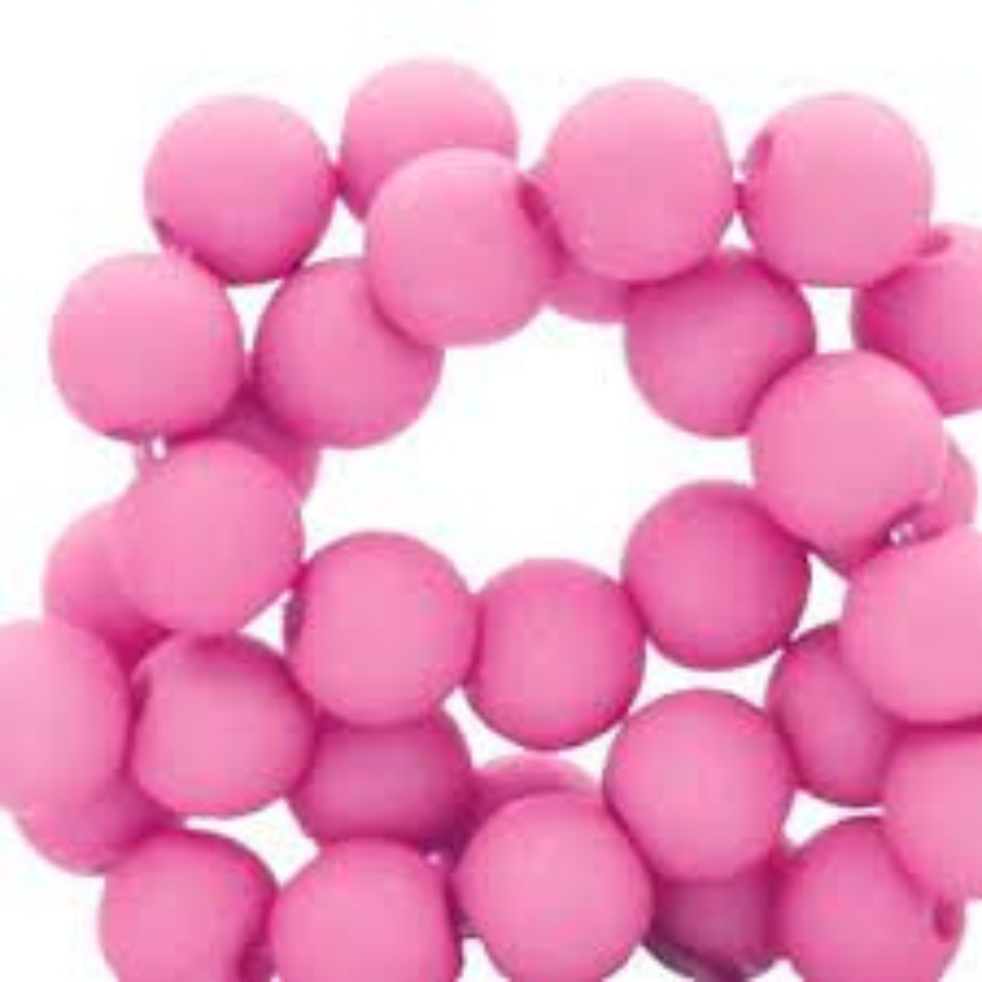 Acryl kralen 8MM matt Hot Pink – DIY kralen voor kinderkettingen & armbandjes