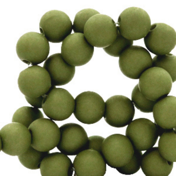 Acryl kralen 8MM matt Olive Green – DIY kralen voor kinderkettingen & armbandjes