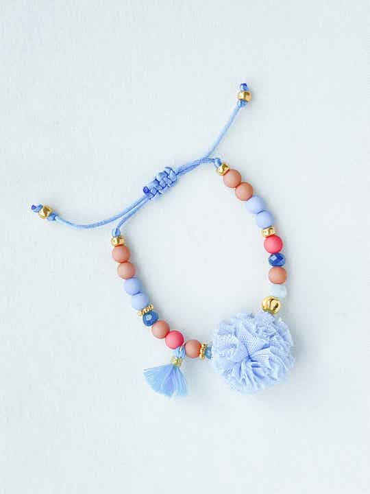 Kinderarmband 'Blue Bliss' - blauw bruin koraalrood