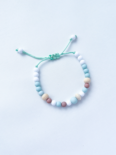 Kinderarmband 'Mint' - turquoise bruin wit