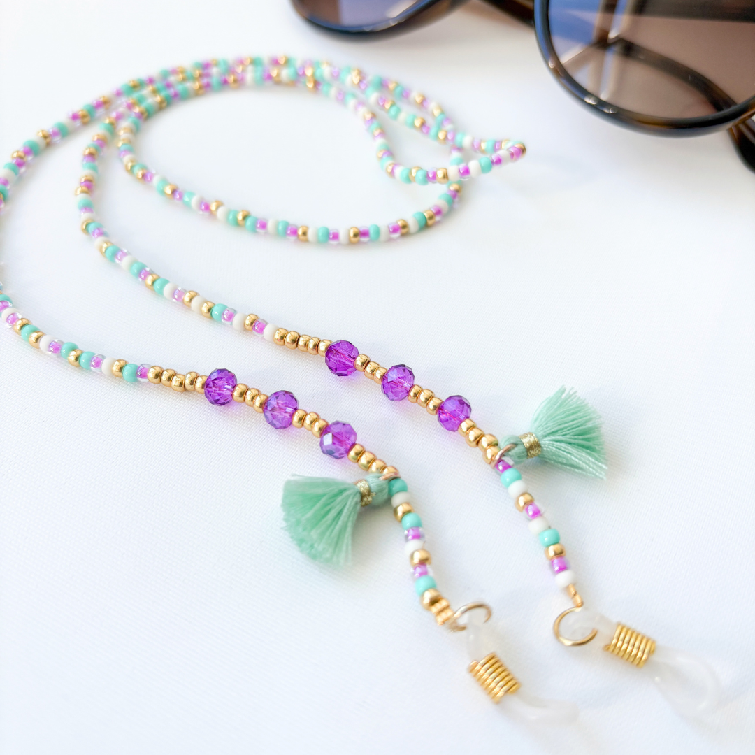 Brillenkoordje Dames – Kleurrijke Miyuki kralen en facetkralen