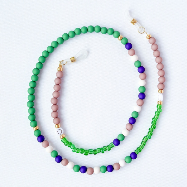 Brillenkoordje voor kinderen - groen paars bruin beige