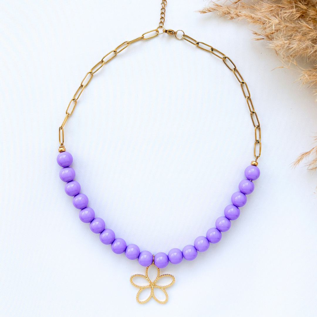 Kralenketting voor dames – Bubblegum kralen & stainless steel ketting