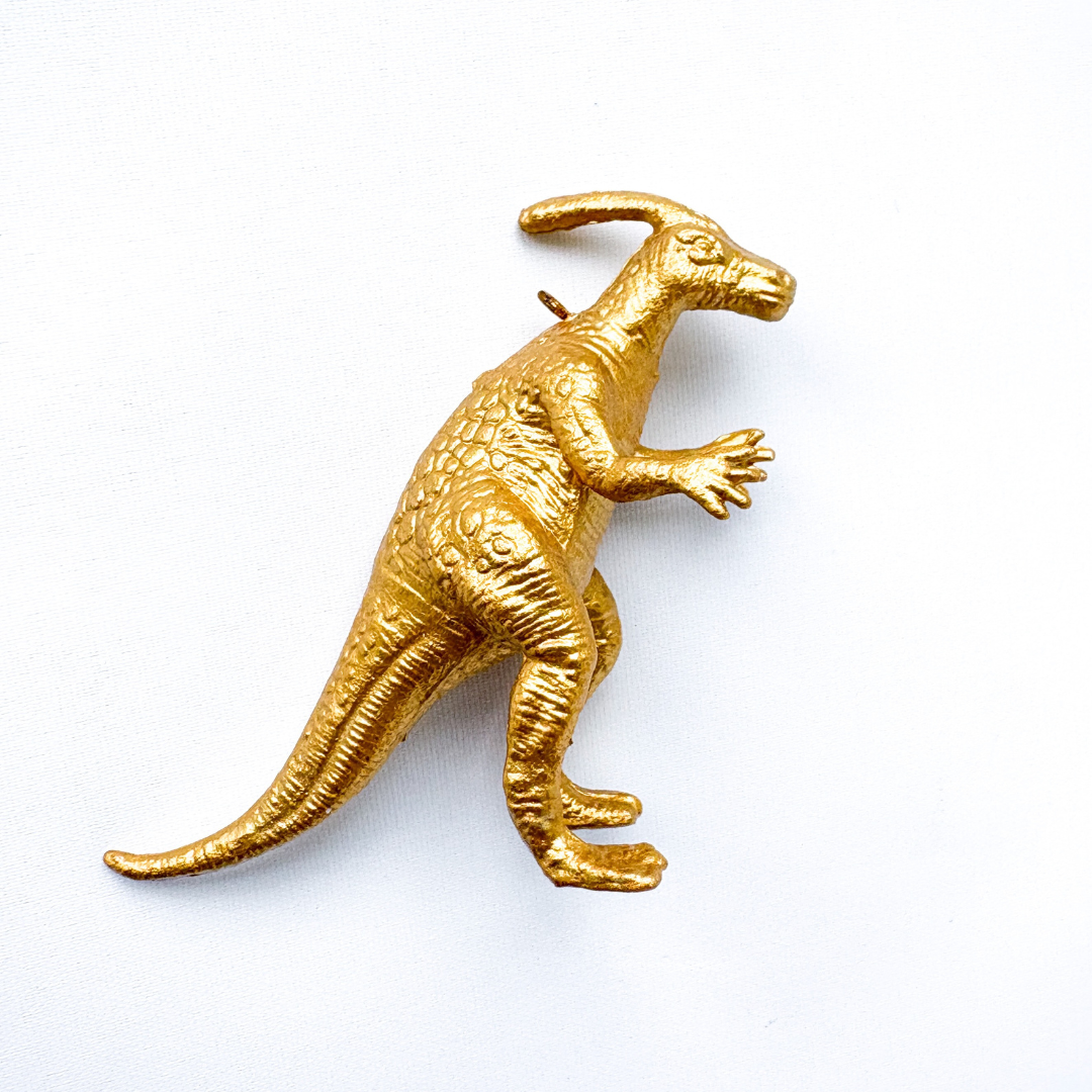 Dinosaurus bedel goud - Dierenbedel voor kinderketting