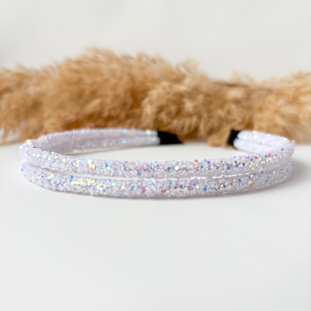 Haarband met all-over glitters - wit