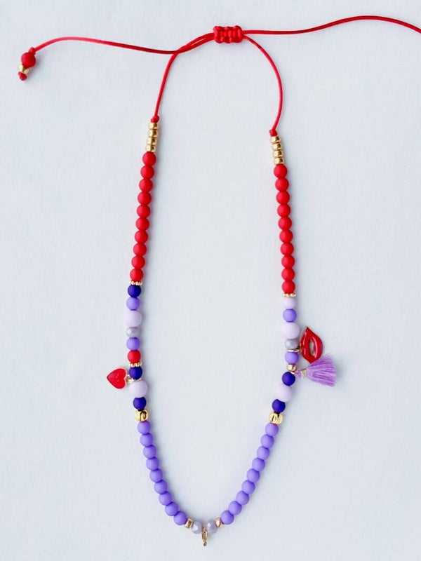 Kinderketting 'Pretty Red' - Rood en paars