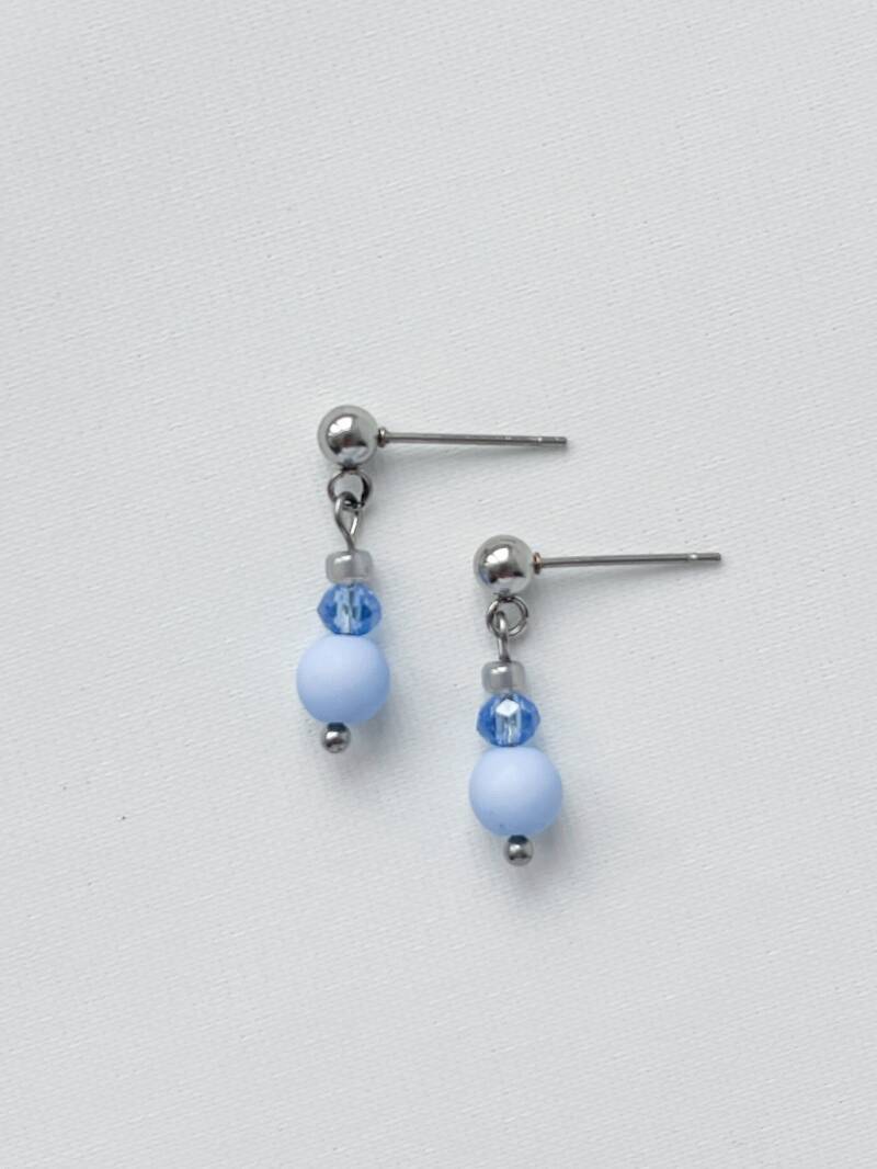 Kinder oorbellen Blue Glow – Stainless steel met blauw en zilver