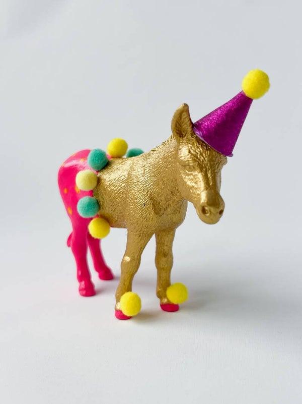 Feestdier Zebra - roze, geel, turquoise