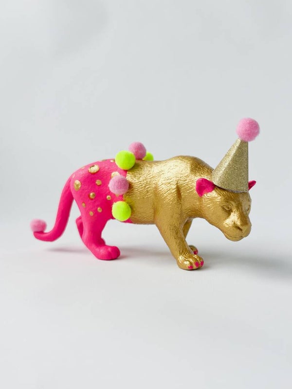 Feestdier Panter - roze, geel