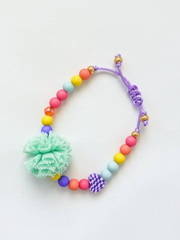 Kinderarmband 'Rainbow' - geel turquoise roze paars oranje