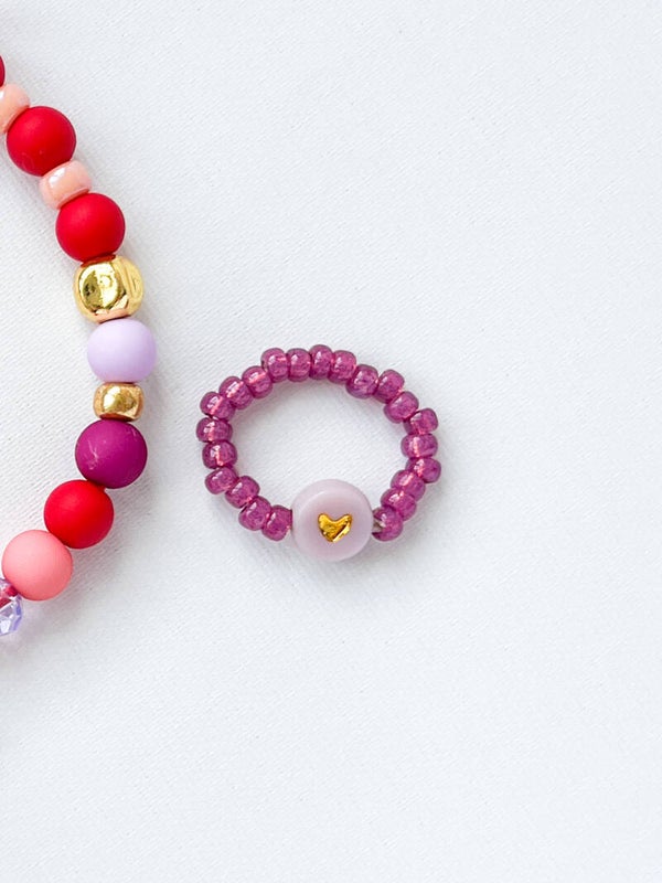 Kinderring ‘Bow’ - magenta lila goud