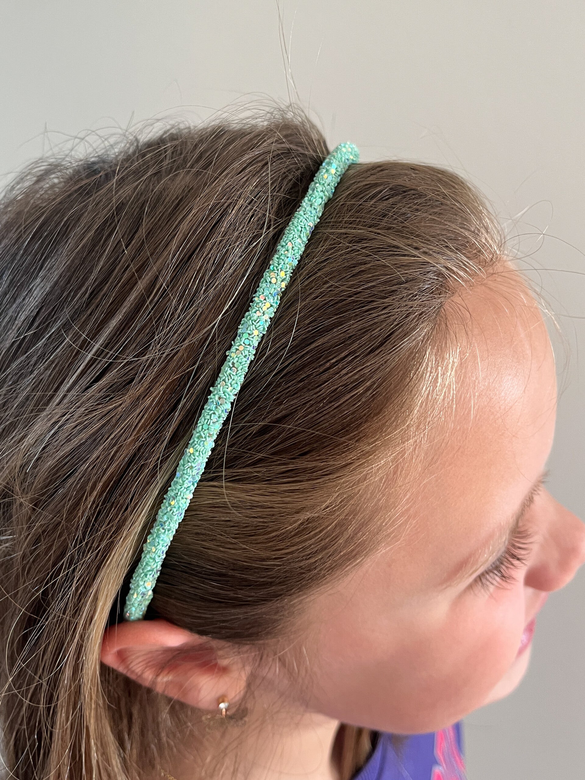 Haarband met all-over glitters – aqua
