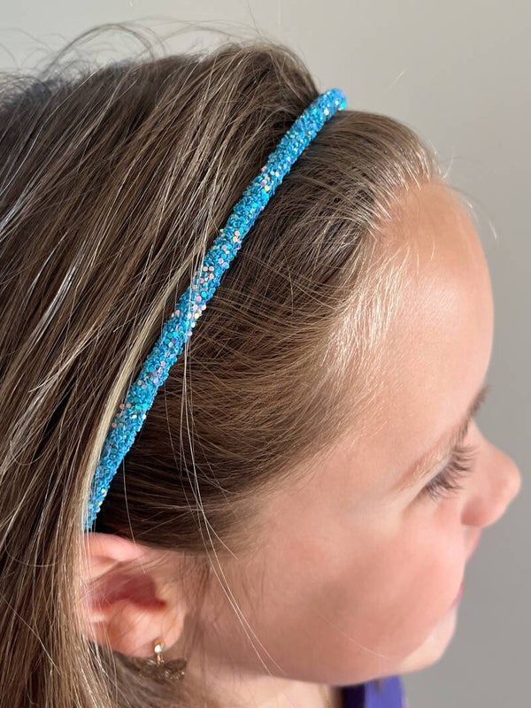 Haarband met all-over glitters - blauw