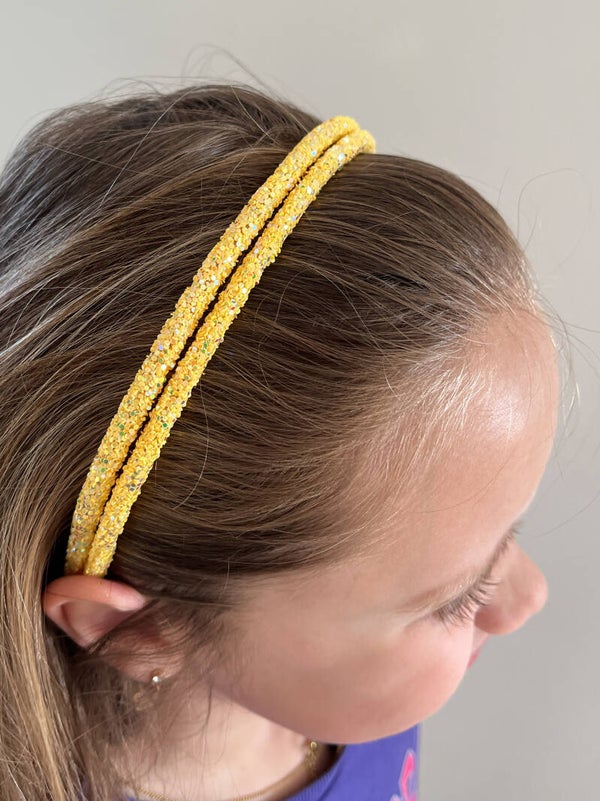 Haarband dubbel - geel glitters