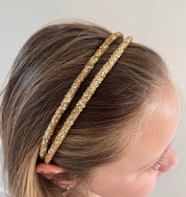 Haarband dubbel - goud glitters