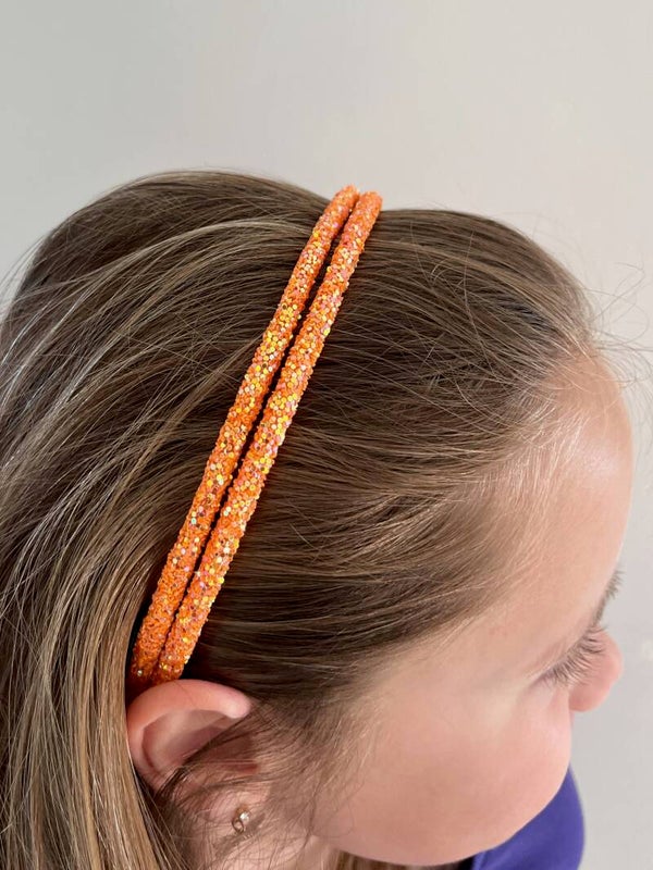 Haarband dubbel - oranje glitters