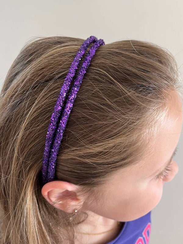 Haarband dubbel - paars glitters