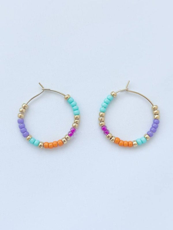 Kleurrijke Miyuki Oorbellen Dames - lila oranje roze turquoise goud