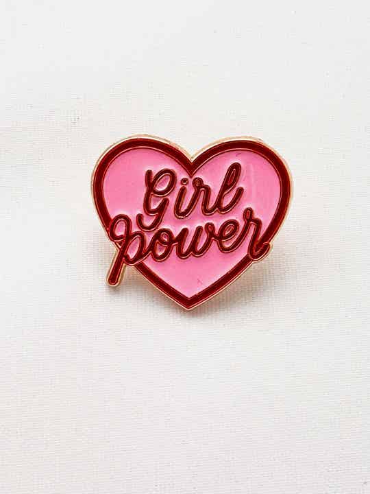 Pin Broche hart Girl Power - roze