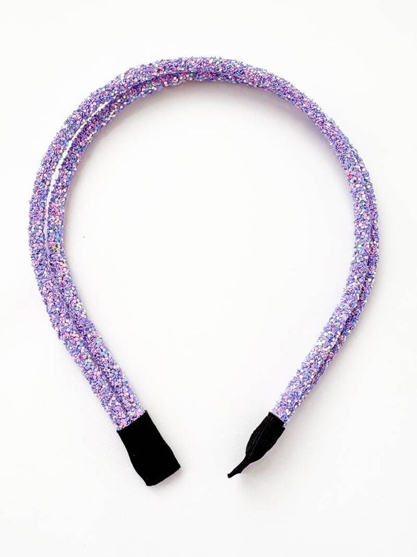 Haarband dubbel - lila glitters