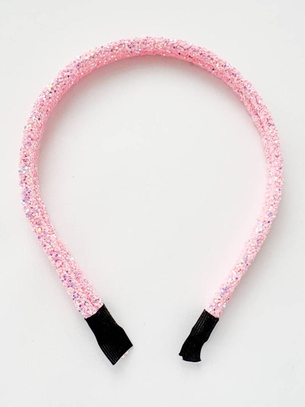 Haarband dubbel - licht roze glitters