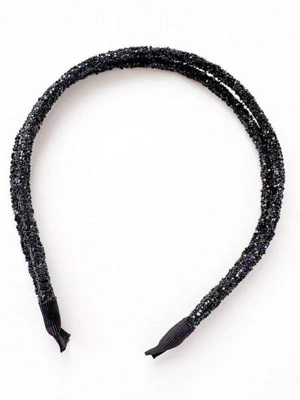 Haarband dubbel - zwart glitters