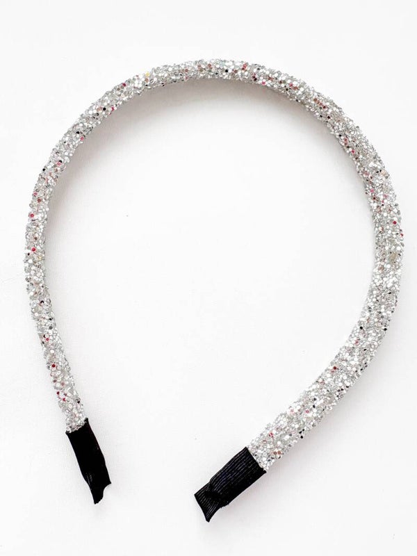 Haarband dubbel - zilver glitters