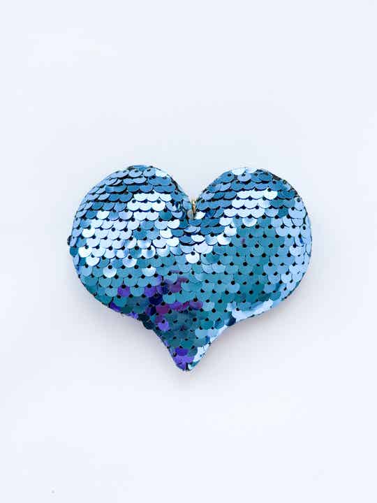 Bedel met pailletten | Hart - blauw