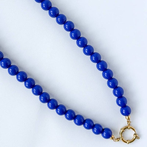 Bubblegum damesketting met boeislot & bedel – donker blauw