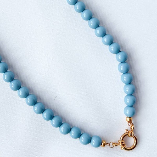 Bubblegum kinderketting met boeislot & bedel – blauw-groen