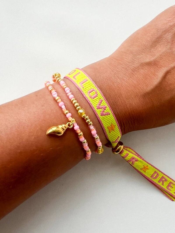 Damesarmband setje 'Follow Your Dreams' - geel roze oranje