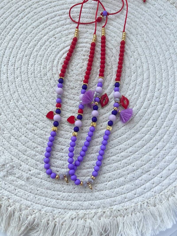 Kinderketting 'Pretty Red' - rood paars