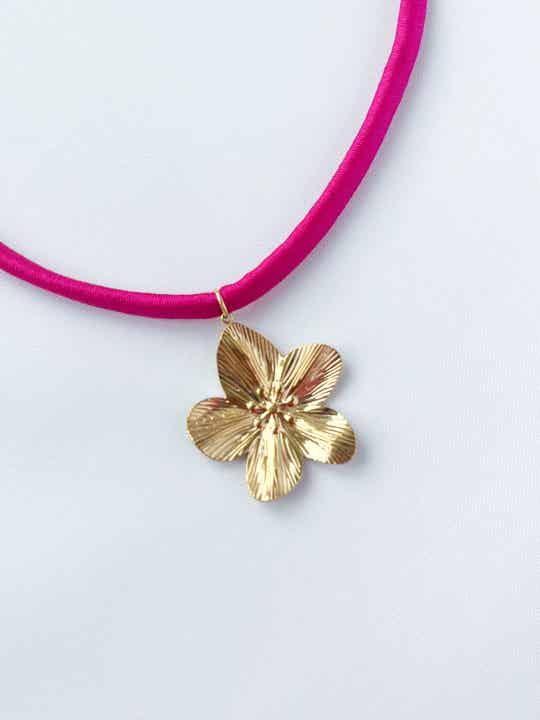 Ketting Ibiza elastiek dames Bloem - roze