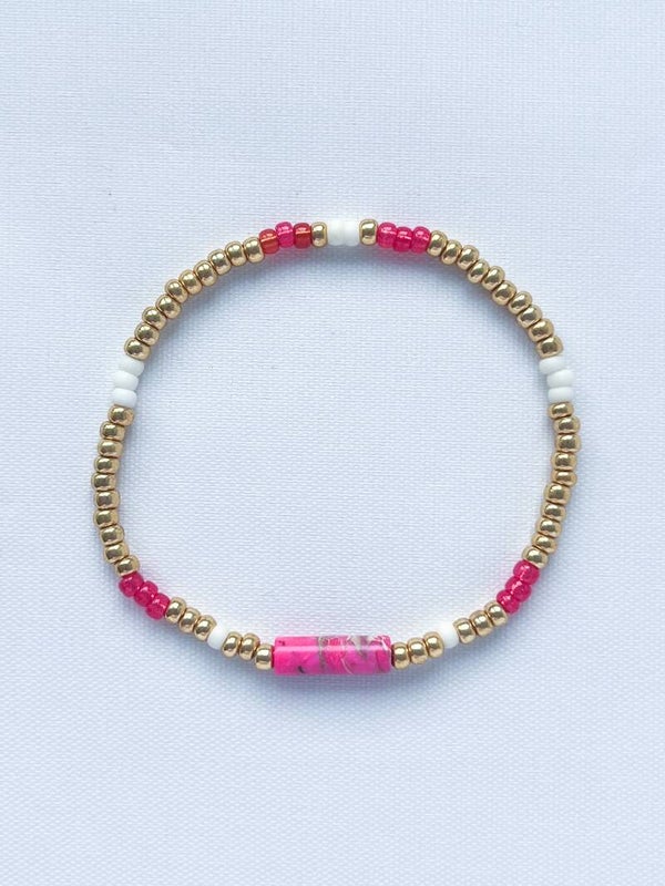 Damesarmband Natuursteen - roze beige goud