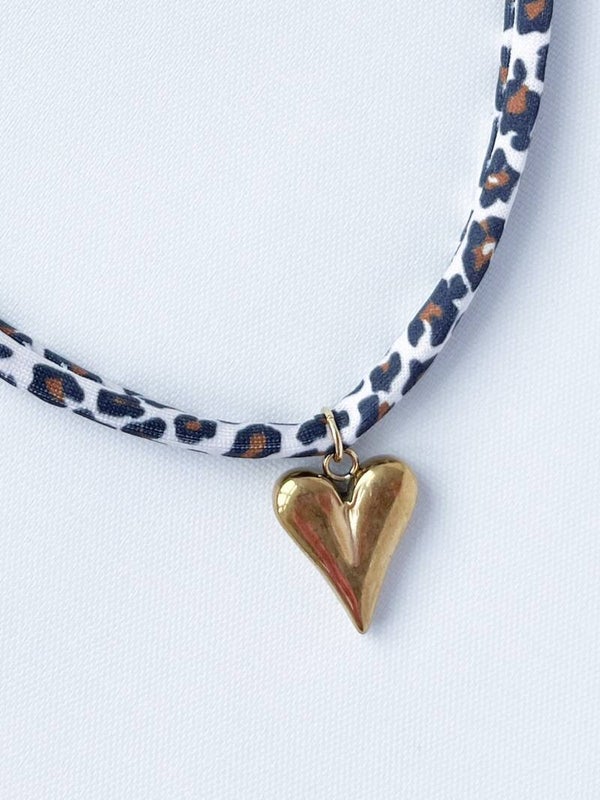 Ketting Ibiza elastiek dames Hart - panter