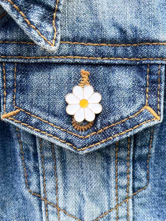 Pin Broche Bloem - wit geel