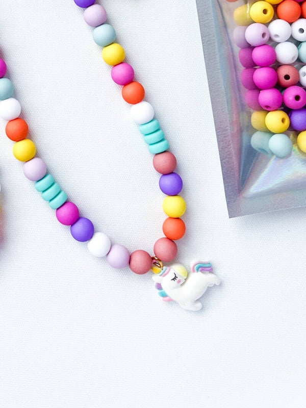DIY-pakket voor kinderketting en armband Unicorn - veelkleurig