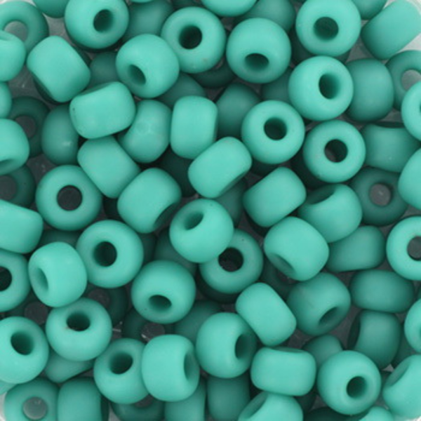 Miyuki Rocailles kralen 6/0 (4mm) Opaque matte turquoise green – DIY kralen voor kinderkettingen & armbandjes
