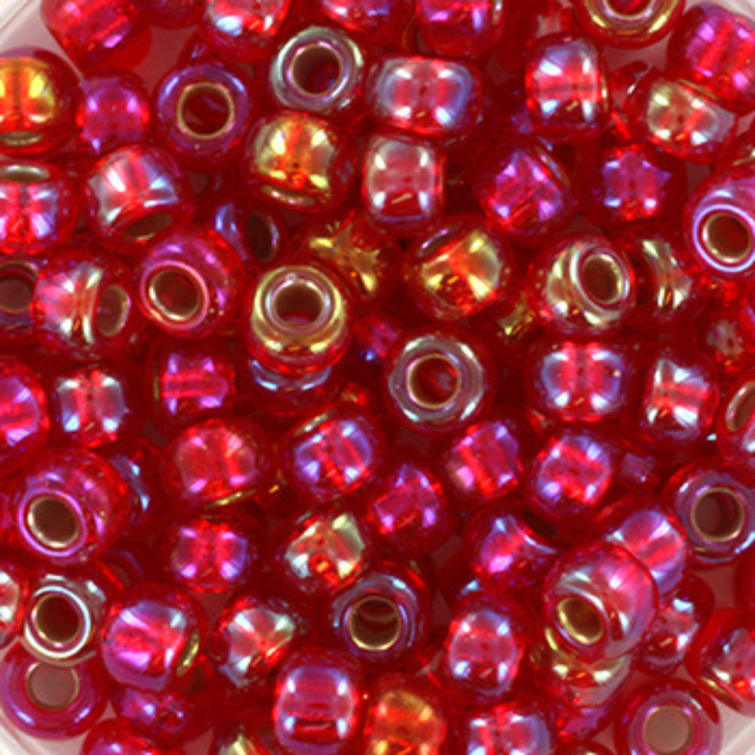 Miyuki Rocailles kralen 6/0 (4mm) Silverlined ab flame red  – DIY kralen voor kinderkettingen & armbandjes