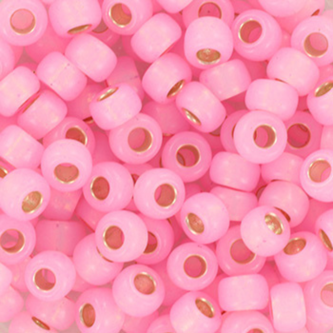 Miyuki Rocailles kralen 6/0 (4mm) Silverlined dyed light pink – DIY kralen voor kinderkettingen & armbandjes